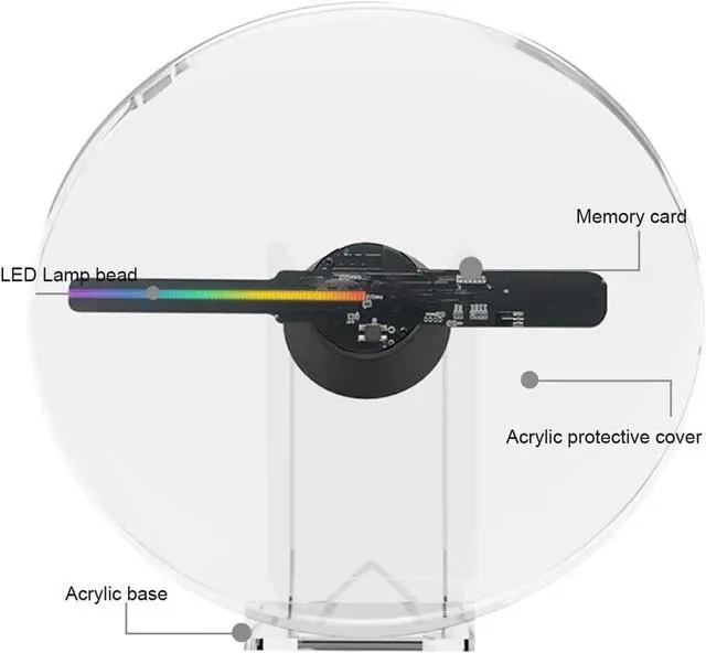 Alt view image 2 of 7 - 3D Holographic Projector Advertising Machine Desktop Fan With Audio Playback Image Music Player Holographic Advertising Machine Simple Management