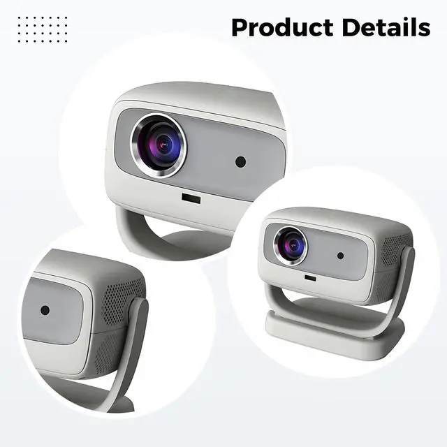 Alt view image 3 of 5 - 1080P Portable Projector for Home Theater, Mini Projector with External Device Support, Keystone Correction, Compact Design, CE & FCC Certified, Gray, 7.4 x 8.9 x 5.4 in, 18.9 x 22.6 x 13.8 cm