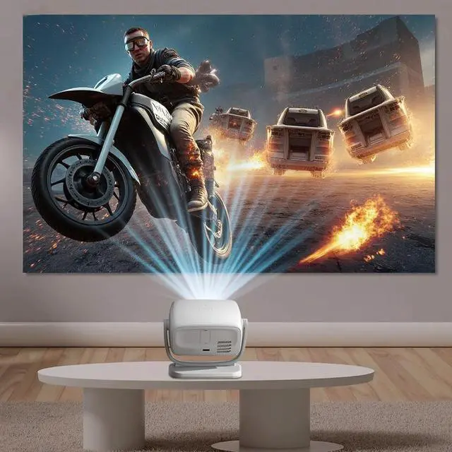 Alt view image 4 of 5 - 1080P Portable Projector for Home Theater, Mini Projector with External Device Support, Keystone Correction, Compact Design, CE & FCC Certified, Gray, 7.4 x 8.9 x 5.4 in, 18.9 x 22.6 x 13.8 cm