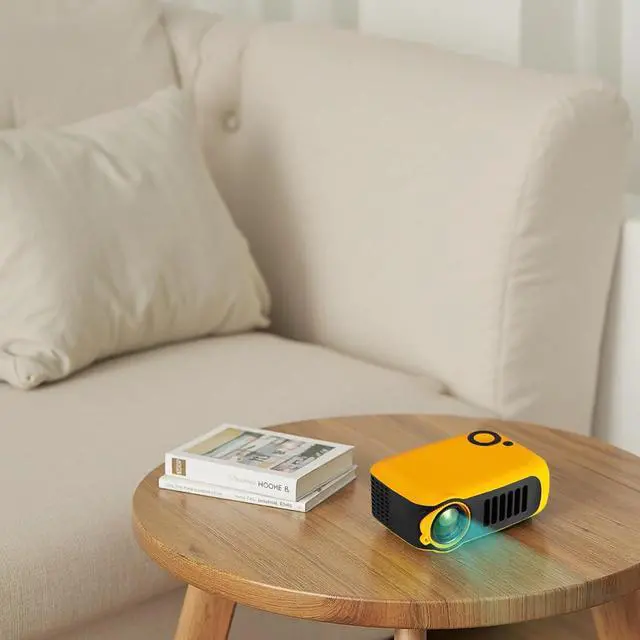 Alt view image 4 of 5 - Mini Projector, Portable Projector for Home Cinema, 1000 Lumens, Supports 1080P 4K, Compact 5.3 x 3.7 x 2 in / 13.5 x 9.5 x 5 cm, Remote Included, Yellow, for Movie Nights, Gaming, and Presentations