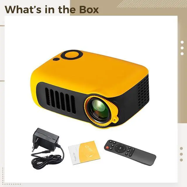 Alt view image 5 of 5 - Mini Projector, Portable Projector for Home Cinema, 1000 Lumens, Supports 1080P 4K, Compact 5.3 x 3.7 x 2 in / 13.5 x 9.5 x 5 cm, Remote Included, Yellow, for Movie Nights, Gaming, and Presentations
