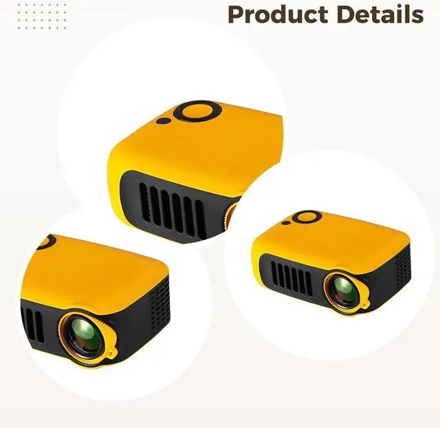 Alt view image 2 of 5 - Mini Projector, Portable Projector for Home Cinema, 1000 Lumens, Supports 1080P 4K, Compact 5.3 x 3.7 x 2 in / 13.5 x 9.5 x 5 cm, Remote Included, Yellow, for Movie Nights, Gaming, and Presentations