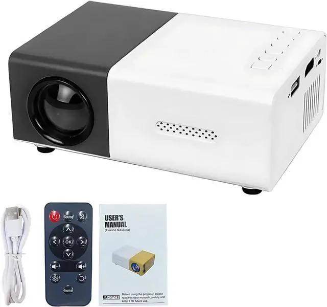 Main image of Mini Projector, Portable Movie Projector with Remote, Supports 1080P Playback, USB Powered, 5 x 3.4 x 1.9 in / 12.6 x 8.58 x 4.77 cm, 30000 Hrs Lamp Life, Compact Design