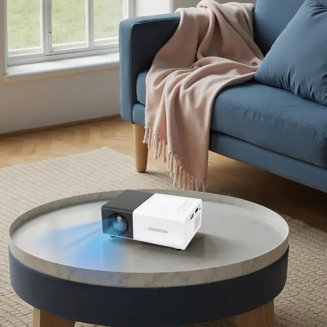 Alt view image 2 of 5 - Mini Projector, Portable Movie Projector with Remote, Supports 1080P Playback, USB Powered, 5 x 3.4 x 1.9 in / 12.6 x 8.58 x 4.77 cm, 30000 Hrs Lamp Life, Compact Design
