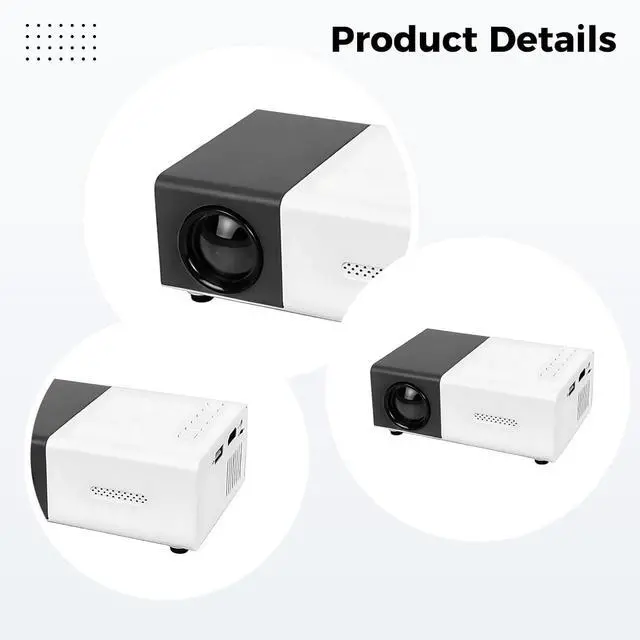 Alt view image 5 of 5 - Mini Projector, Portable Movie Projector with Remote, Supports 1080P Playback, USB Powered, 5 x 3.4 x 1.9 in / 12.6 x 8.58 x 4.77 cm, 30000 Hrs Lamp Life, Compact Design