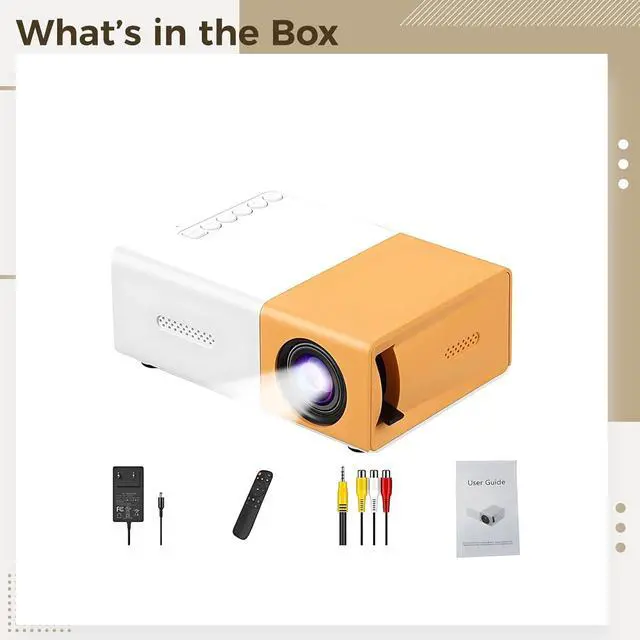 Alt view image 5 of 5 - Mini Projector, YG300, 4K and 1080P Supported, 4.9 x 3.3 in / 12.5 x 8.5 cm, Portable Projector with Wired Screen Mirroring, Built in Speaker, Remote Control, for Bedroom and Young Audience Use