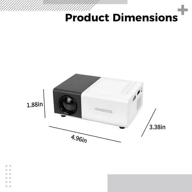Alt view image 4 of 5 - Mini Projector, Portable Movie Projector with Remote, Supports 1080P Playback, USB Powered, 5 x 3.4 x 1.9 in / 12.6 x 8.58 x 4.77 cm, 30000 Hrs Lamp Life, Compact Design