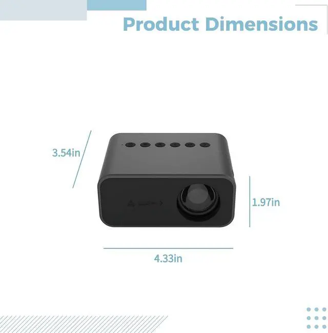 Alt view image 5 of 5 - Mini Portable Projector, Wireless & Wired Smartphone Mirroring, 1080P LED Pocket Pico Video Projector, 16-100 in Display, Built-in Speaker, Remote Included, 4.3 x 3.5 x 2 in / 11 x 9 x 5 cm
