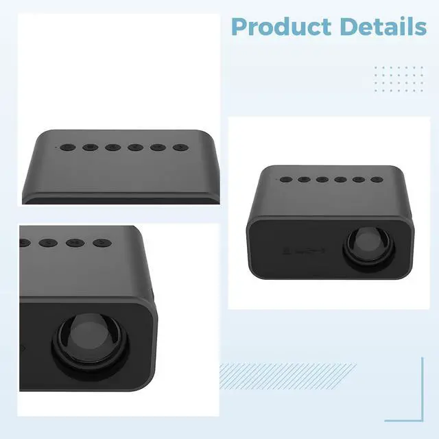 Alt view image 4 of 5 - Mini Portable Projector, Wireless & Wired Smartphone Mirroring, 1080P LED Pocket Pico Video Projector, 16-100 in Display, Built-in Speaker, Remote Included, 4.3 x 3.5 x 2 in / 11 x 9 x 5 cm