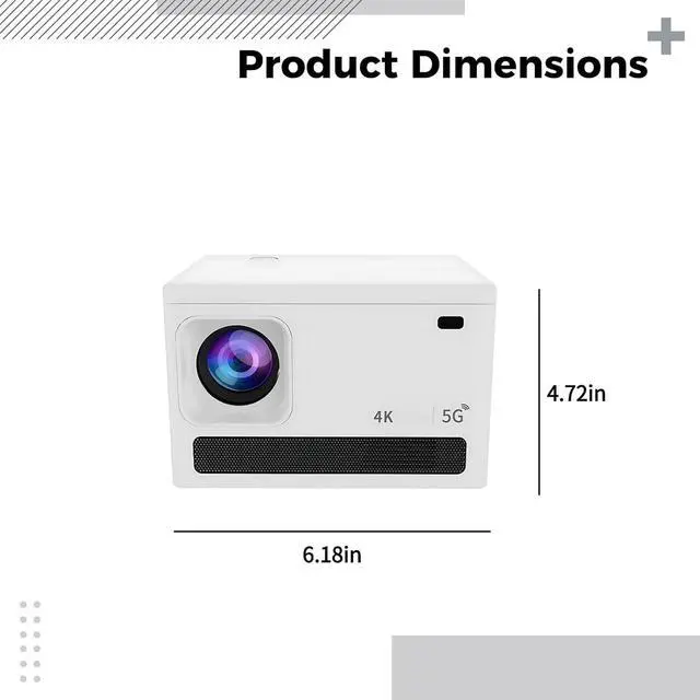 Alt view image 5 of 5 - 720P Projector with WiFi and Wireless, Smart Projector for Home Theater, Portable Projector with Auto Keystone and Electric Focus, Streaming Services, HDR10, Wireless 5.0, White US Version