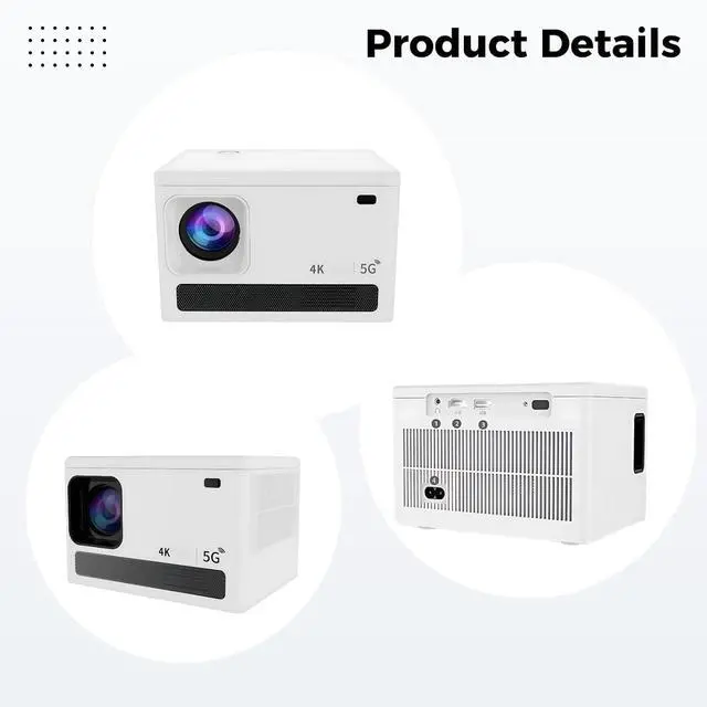 Alt view image 3 of 5 - 720P Projector with WiFi and Wireless, Smart Projector for Home Theater, Portable Projector with Auto Keystone and Electric Focus, Streaming Services, HDR10, Wireless 5.0, White US Version