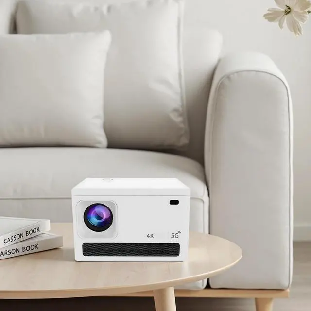 Alt view image 4 of 5 - 720P Projector with WiFi and Wireless, Smart Projector for Home Theater, Portable Projector with Auto Keystone and Electric Focus, Streaming Services, HDR10, Wireless 5.0, White US Version