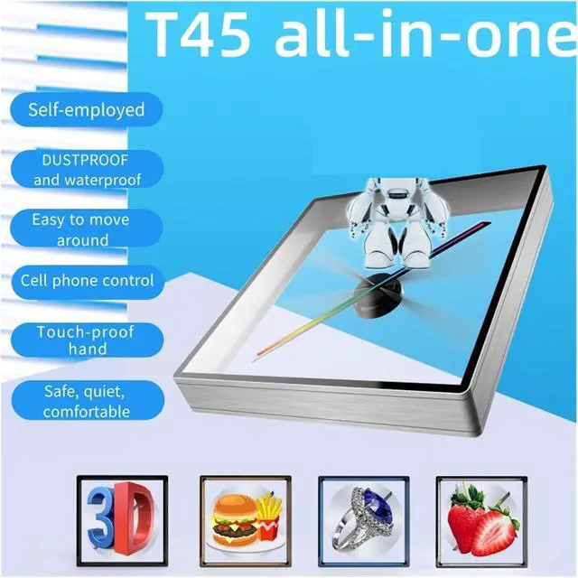 Alt view image 2 of 7 - 17.7in 45cm 3D Hologram Projector With Cover Advertising Logo Light Led Holographic Lamp Player Party Advertise Display Support Images Video Simple Management(Black)
