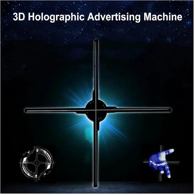 Alt view image 2 of 7 - 25.6in 65CM 576LED WIFI 3D Holographic Fan Projector, LED Fan Naked Eye Advertising Machine, Wall Mounted Advertising Machine Simple Management