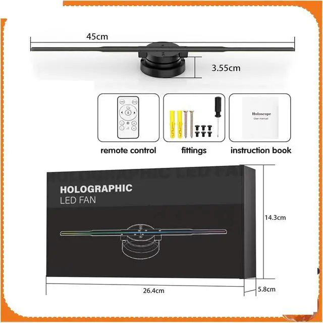 Alt view image 4 of 5 - 42/45cm 3D Hologram Projector Fan Lamp Wifi Display Light Led Logo Holographic Lamp Advertising Light Shop Logo Light Simple Management(PD42 HD set)