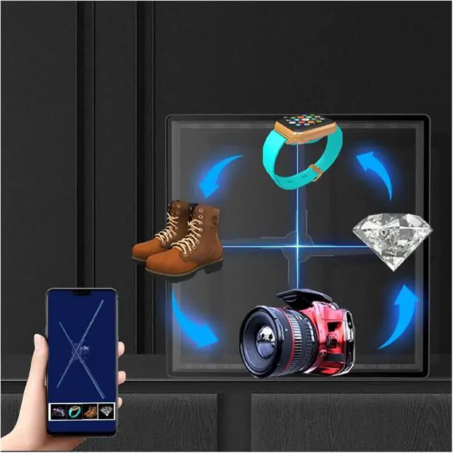 Alt view image 4 of 6 - 45CM/17.7in 3D Hologram Projector Fan Anti Touch Square Protective Cover Led Logo Holographic Lamp Advertising Display Machine Simple Management