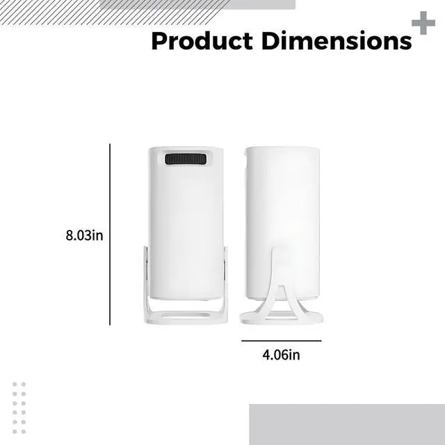 Alt view image 5 of 5 - 720P Smart Projector, Android 11, Wireless Phone Screen Mirroring, Portable Home Theater Projector, 8 x 4 in / 20.4 x 10.3 cm, White, Includes Power Cord, US Plug