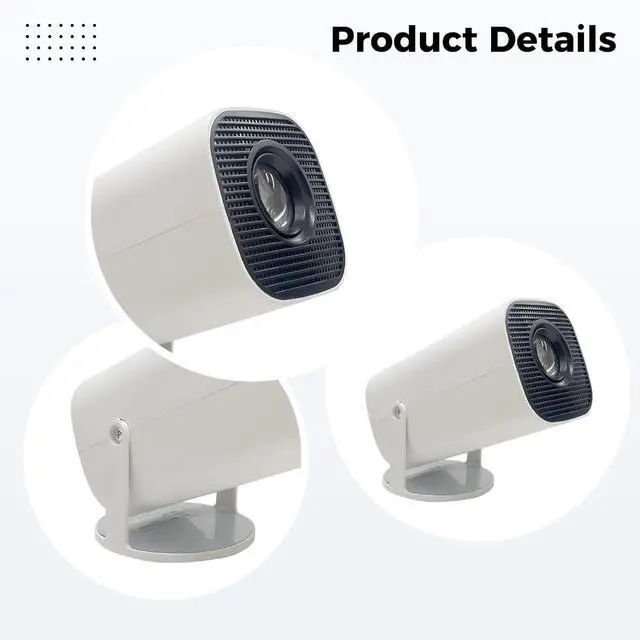 Alt view image 4 of 5 - Mini Portable Smart Projector with Built-in Android, 4K Support, 720P, WiFi6, 180° Projection Angle, Wireless Connectivity, Remote Control, 7.6 x 4.2 x 4.2 in / 192 x 106 x 106 mm