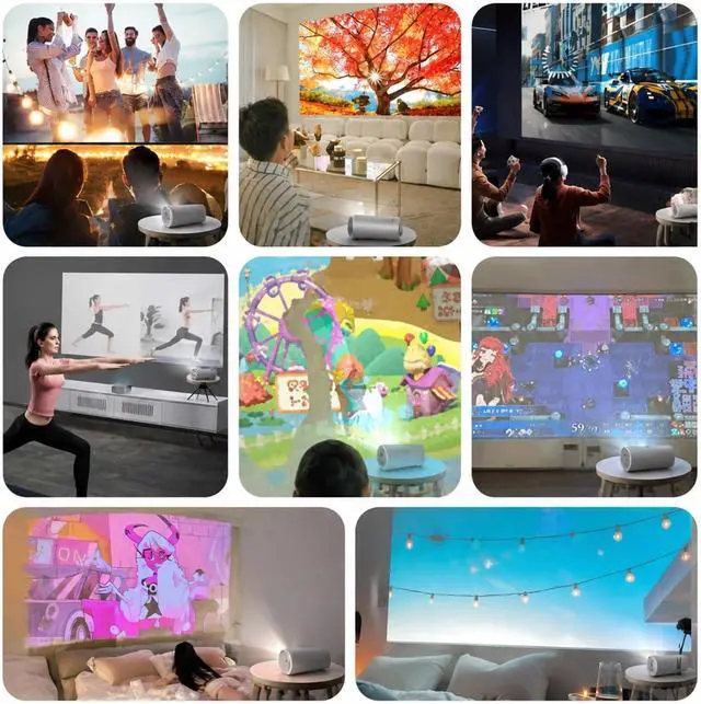 Alt view image 7 of 7 - Mini Projector, 4K Home Theater Projector, Built-in WiFi, Screen Mirroring From Phones ,for Bedroom/Outdoor