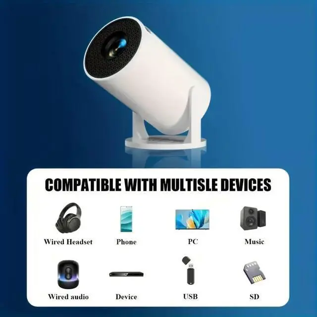 Alt view image 3 of 7 - Native 240P Projector Supports 1080P Ultra HD, Wireless WiFi Bluetooth, Multi-Device Compatible, High Brightness for Home and Outdoor, Home Theater Portable