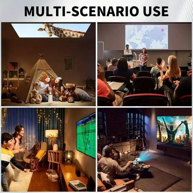 Alt view image 7 of 7 - Native 240P Projector Supports 1080P Ultra HD, Wireless WiFi Bluetooth, Multi-Device Compatible, High Brightness for Home and Outdoor, Home Theater Portable