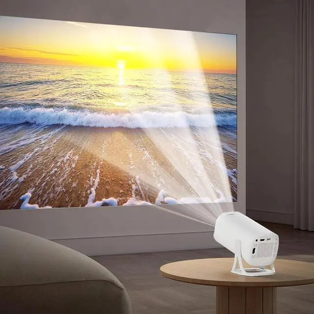 Alt view image 2 of 5 - 720P Smart Projector, Android 11, Wireless Phone Screen Mirroring, Portable Home Theater Projector for Movies, Shows and Games, White, 8 x 4 in / 20.4 x 10.3 cm, Includes Power Cord, US Plug