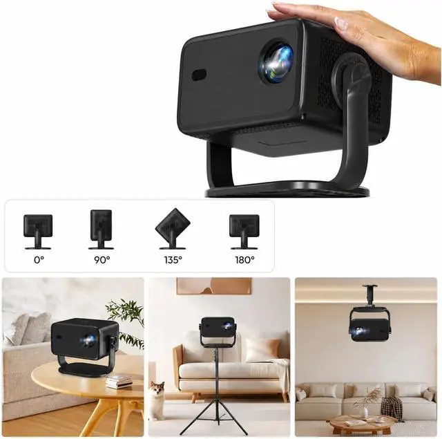 Alt view image 5 of 6 - Mini Projector 4K Projector Native 1080P AUTO WiFi6 18000 Lumens Android Beamer HD Home Theater Cinema for Movie Home Outdoor