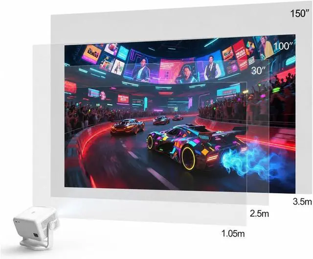 Alt view image 4 of 5 - Mini Projector, TP350 NTV Projector Compatible With 650ANSI Android 13 Native 1080P With Auto Smart Home Outdoor ,for Bedroom/Outdoor