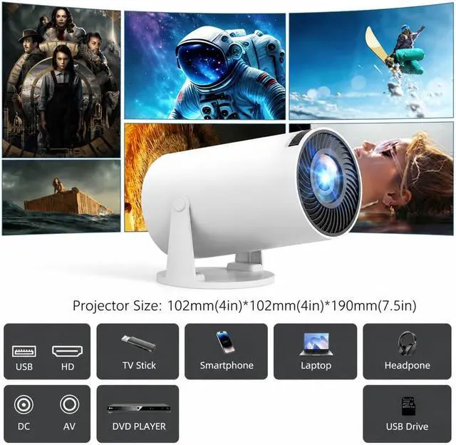 Alt view image 5 of 6 - Mini Projector 4K home theater projector, built-in WiFi, phone screen mirroring, no need. Suitable for bedrooms and students. Android system, speaker for Movie Home Outdoor