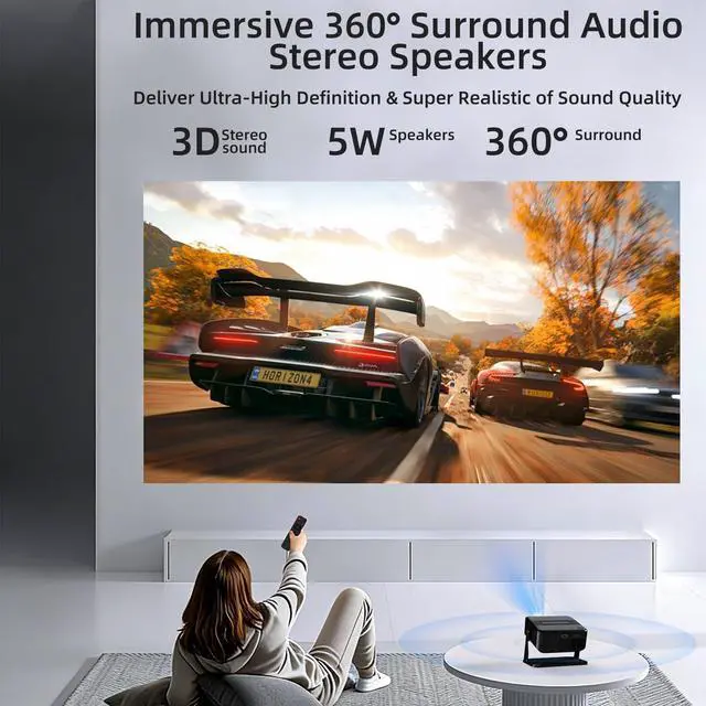 Alt view image 2 of 4 - Mini Portable Projector 270° Rotatable, WiFi 6 Bluetooth 5.2, 4K Support, Auto Vertical Keystone Correction, Home Theater Projector Compatible with Smartphone, TV Stick, HDMI USB