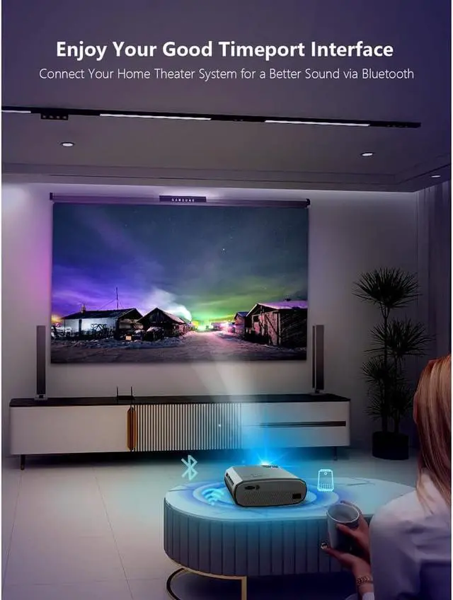 Alt view image 3 of 7 - V50 Portable 5g Projector Mini Smart Real 1080p Full Movie Proyector 200'' Large Screen Led Projectors
