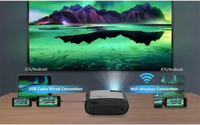 Alt view image 4 of 7 - V50 Portable 5g Projector Mini Smart Real 1080p Full Movie Proyector 200'' Large Screen Led Projectors