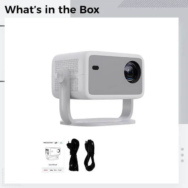 Alt view image 4 of 5 - 4K Smart Projector, Native 1080P, 650 ANSI, AI Voice, Electric Focus, Auto Keystone, WiFi 6, FCC and Netflix OS Certified, OS, 2.4G+5G, 8.7 x 5.9 x 6.9 in / 22.2 x 15.1 x 17.5 cm