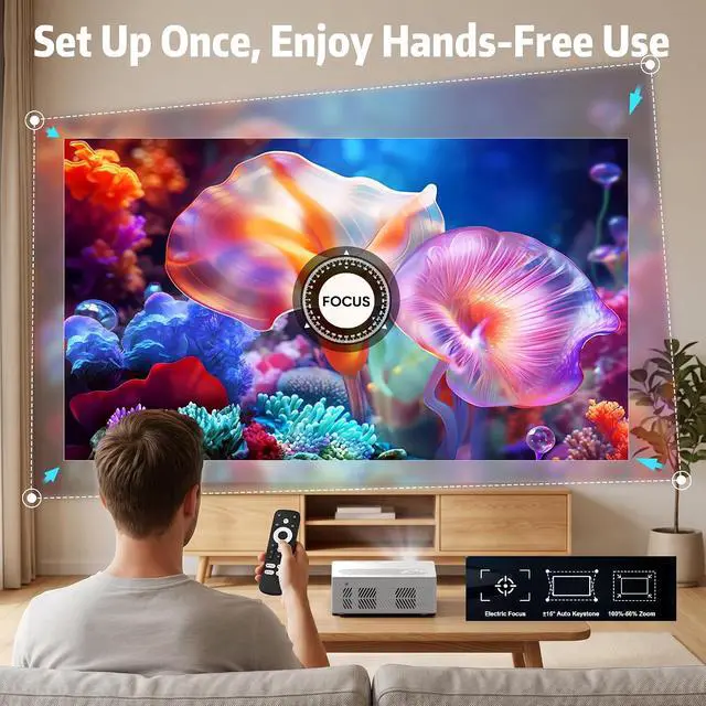Alt view image 3 of 4 - Projector, Portable Projector, Mini Projector FHD 1080P Home Theater Video Projector, Outdoor