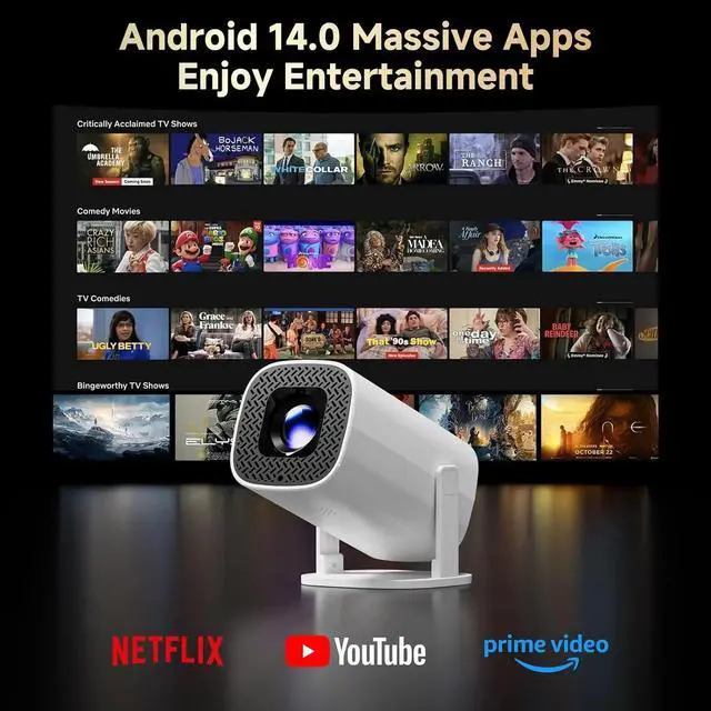 Alt view image 2 of 6 - Android 14 Smart Mini Projector with WiFi 6 & 4K Support for Home Theater