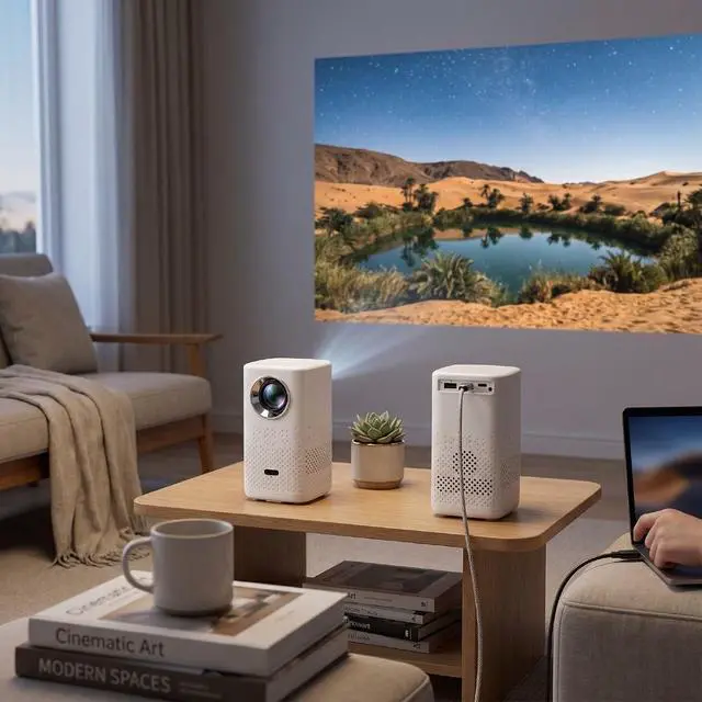 Alt view image 3 of 7 - VBESTLIFE Portable Projector 720P, Semi Closed Optical Bluetooth Projector with Android 13 Dual Band WiFi, for 35-150in Display Home Theater Movie (US Plug)