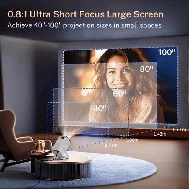 Alt view image 5 of 7 - Portable Smart Projector Native 1080P 4K Support 300 ANSI Lumens