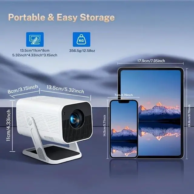 Alt view image 6 of 7 - Portable Smart Projector Native 1080P 4K Support 300 ANSI Lumens