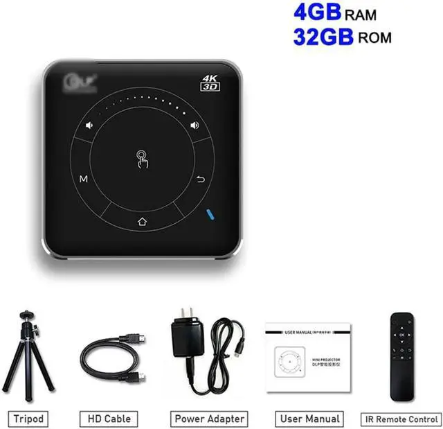 Alt view image 2 of 7 - Mini Projector 4K DLP Android 9.0 Support video Beamer Mobile Phone with Battery