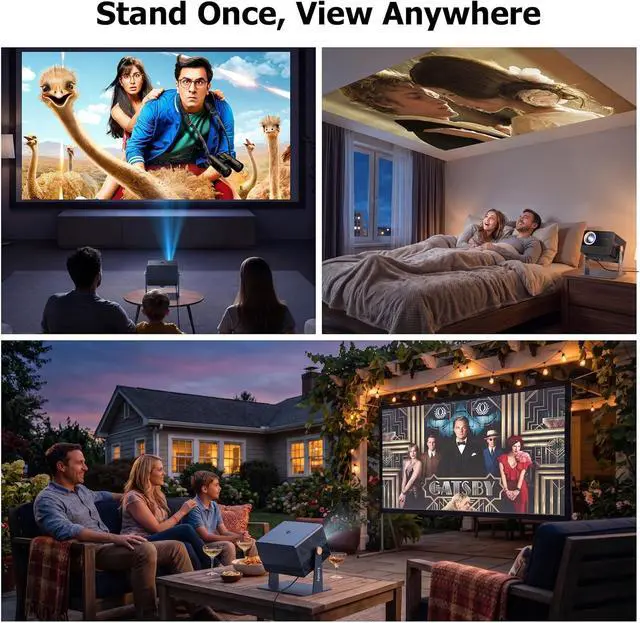 Alt view image 6 of 7 - CR67 Smart Projector Bundle with Projector Stand Table,4K Projector with WiFi and Bluetooth,3500 ANSI,Official Licensed Google TV,AI Image Correction,Movie Cinema for for Home Theater Bedroom
