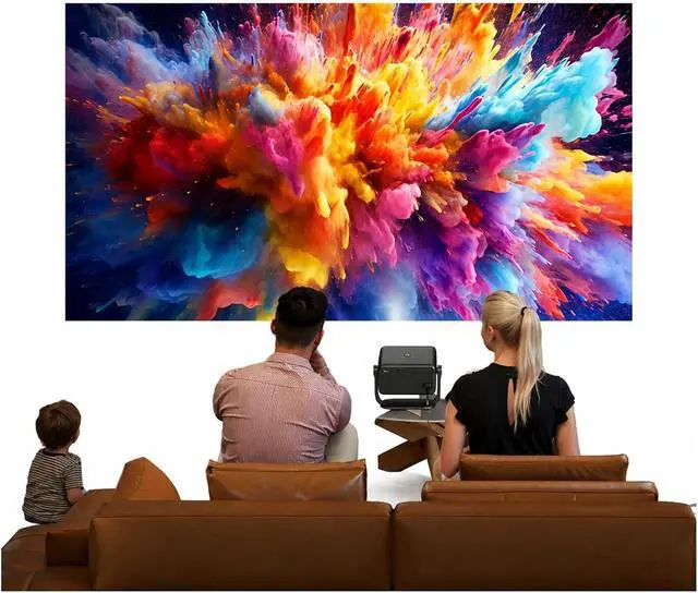 Alt view image 3 of 6 - Mini Projector 4K Projector Native 1080P AUTO WiFi6 18000 Lumens Android Beamer HD Home Theater Cinema for Movie Home Outdoor