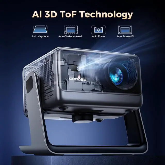 Alt view image 4 of 5 - Projector with WiFi and Bluetooth, 4K Movie Projector, Dolby Audio, Auto Focus & Keystone, Proyector for Home Theater/ Outdoor Viedo Projector