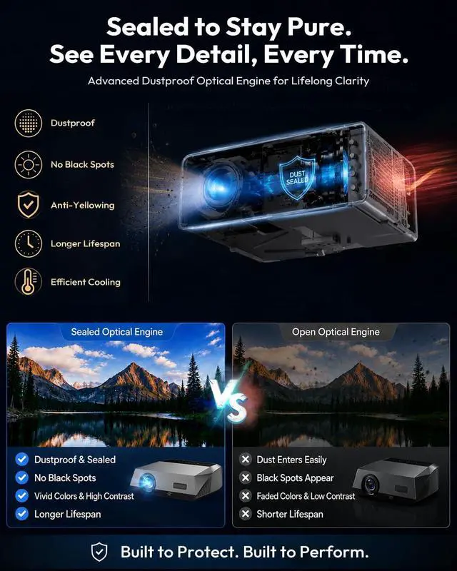Alt view image 7 of 7 - 2300 ANSI Daytime Projector Google TV Ultra HD 4K Smart Projector