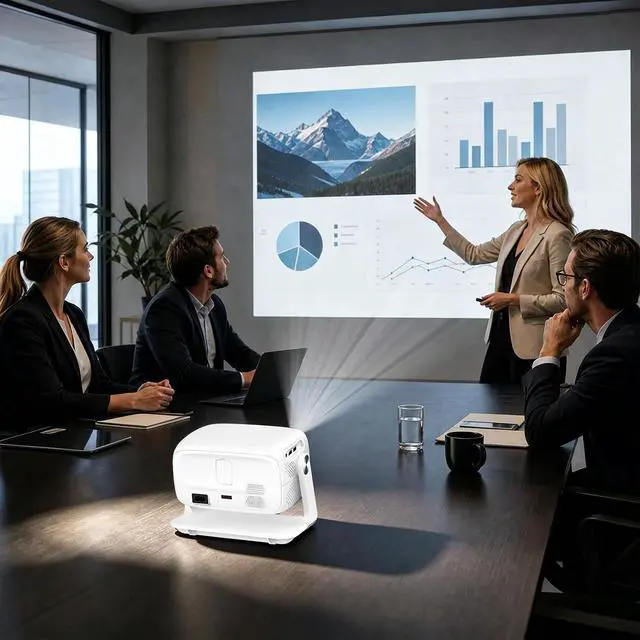 Alt view image 4 of 6 - Smart HD Home Projector, 4K WiFi Bluetooth Portable Movie Projector