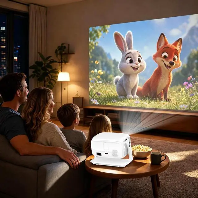 Alt view image 5 of 6 - Smart HD Home Projector, 4K WiFi Bluetooth Portable Movie Projector