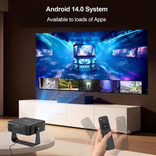 Alt view image 5 of 7 - Zopsc 4K Projector for 14 OS, 300 ANSI Auto Focus 90 Rotatable Design 30-200 Inch Display, Keystone Correction 1.25 Throw Ratio with 1+8GB Storage (Black)