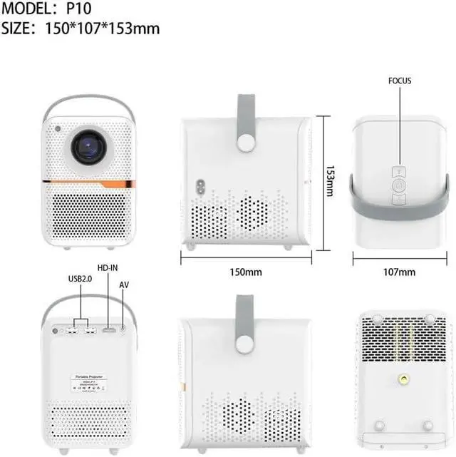 Alt view image 2 of 5 - Smart Mini Projector 300ANSI Lumen Portable 4K with 1080P Home Movie Theater Beamer