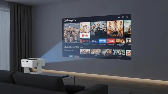 Alt view image 2 of 5 - 2200ANSI & Officially Licensed Google TV & 4K Officially Licensed Netflix, YouTube, Built-in WiFi 6 & Bluetooth 5.2,Compatible with Dolby Audio Supported & Auto Keystone Correction Projector
