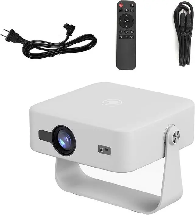 Alt view image 5 of 7 - Mingzhe Projector Mini Projector Travel 4K Portable 300 ANSI Auto Focus 90 Rotatable 30 to 200 Inch Keystone Correction with 14 OS for Home Theater (White)