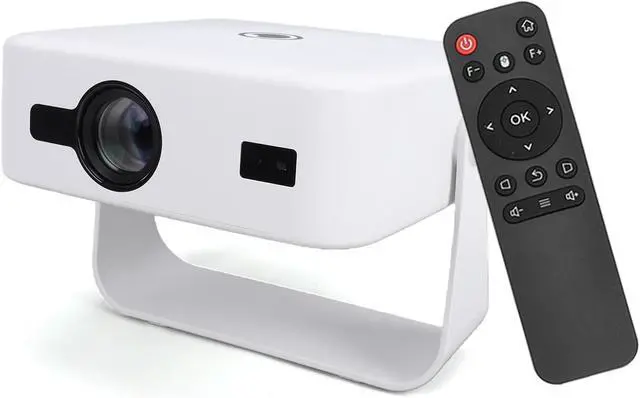 Alt view image 3 of 7 - Mingzhe Projector Mini Projector Travel 4K Portable 300 ANSI Auto Focus 90 Rotatable 30 to 200 Inch Keystone Correction with 14 OS for Home Theater (White)